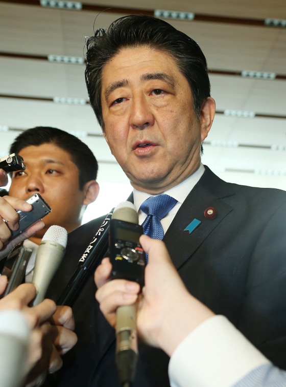 Image: Japanese PM Shinzo Abe told reporters of his \"deep anger\" over the latest Okinawa incident.