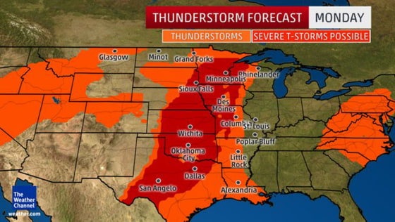 Image: Monday's weather forecast