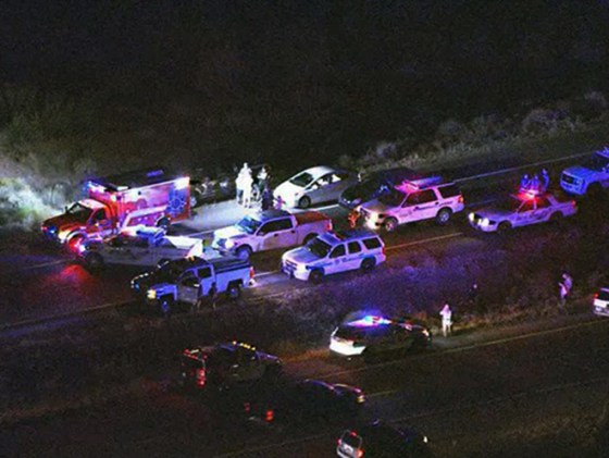 Authorities say they're searching for at least one suspect after a motorist in the Phoenix area was hit by gunfire, another was wounded in a carjacking, and a patrol cruiser was struck by a bullet.