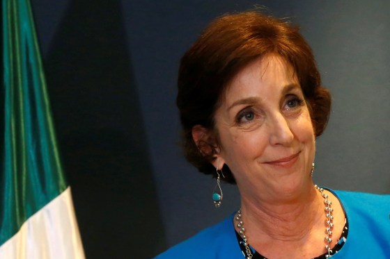 Newly appointed U.S. Ambassador to Mexico Roberta Jacobson addresses the media upon her arrival in Mexico City