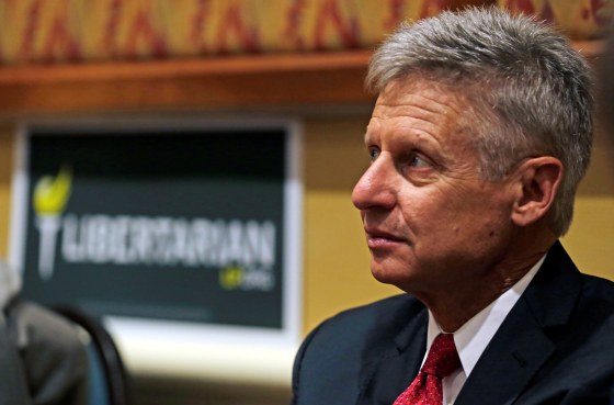 Image: Libertarian Party presidential candidate Gary Johnson looks on during National Convention held at the Rosen Center in Orlando, Florida