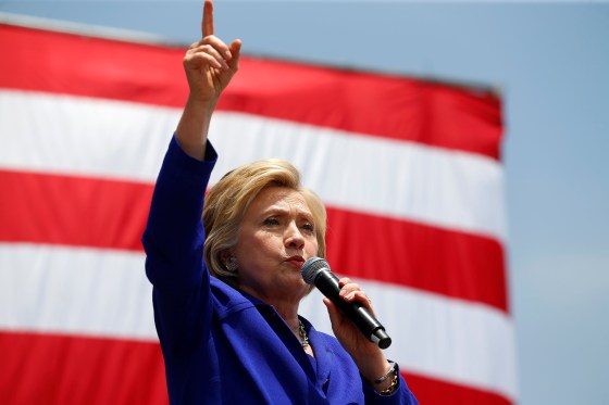 Image: U.S. Democratic presidential candidate Hillary Clinton makes a speech during a campaign stop in Lynwood, California