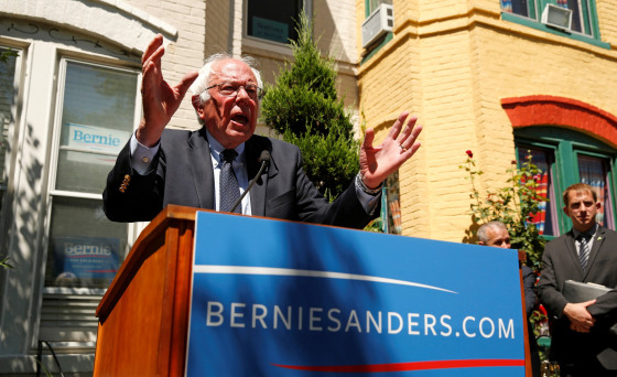 Image: Bernie Sanders speaks from his campaign headquarters in Washington