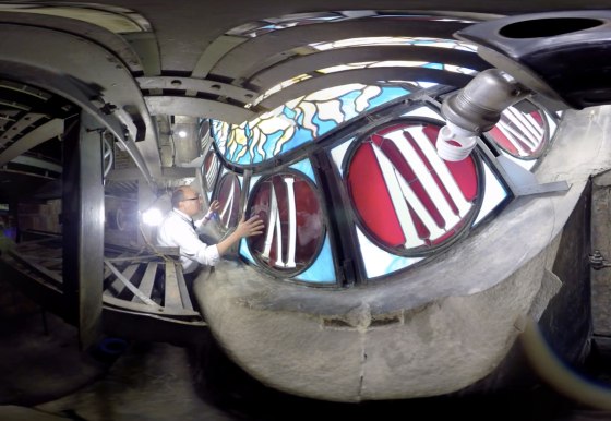 Image: Dan Brucker, the manager of Grand Central Tours for Metro-North Railroad, took NBC News behind the scenes to reveal some of the hidden historic secrets, including the world'??s largest example of Tiffany glass.