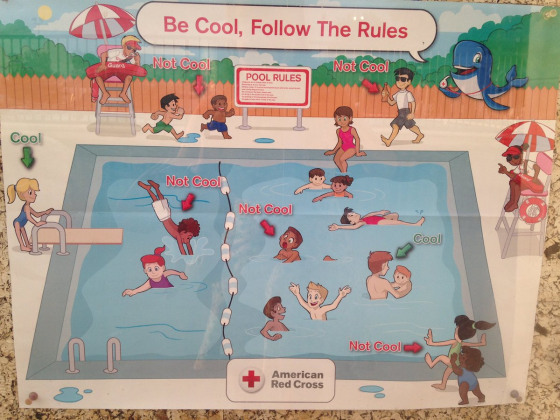Pool safety poster that brought about an apology from Red Cross Hospital.
