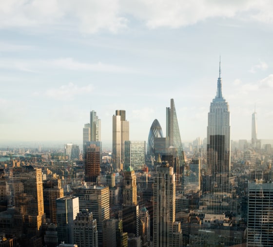 New York and London combined in augmented city.
