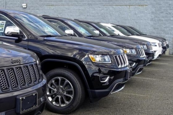2015 Jeep Grand Cherokee are exhibited on a car dealership in New Jersey