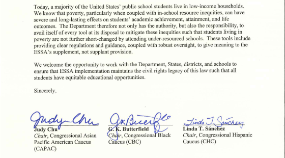 An excerpt of the letter sent to Secretary King.
