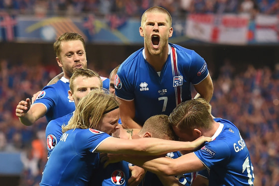 Image: Iceland celebrates a goal during Euro 2016