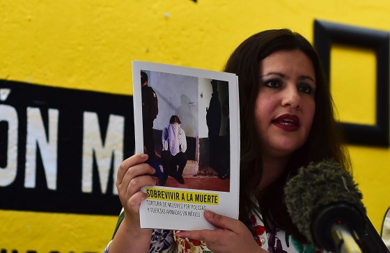 Erika Guevara-Rosas, director for the Americas of International Amnesty speaks during the presentation of the report "Survive to the death" on torture to women in jails of Mexico
