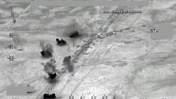 Image: Screengrab showing Iraqi airstrikes targeting ISIS near Fallujah