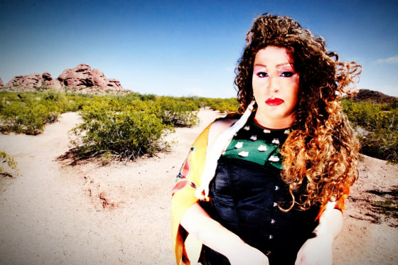 George Soctomah Neptune posing as his drag alter ego Lyzz Bien.