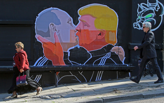 Image: LITHUANIA-US-MURAL-TRUMP-PUTIN