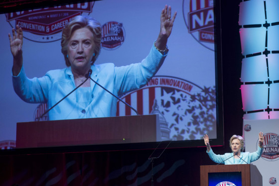 Democratic presidential nominee Hillary Clinton speaks to NABJ, NAHJ Journalists