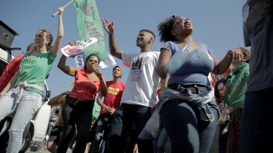 Thousands gather in the streets of Rio hours before the opening ceremony to protest the Olympics and the state of government in Brazil