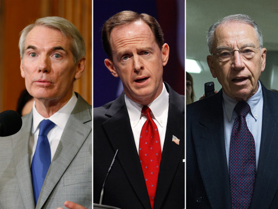 Ohio Sen. Rob Portman, Pennsylvania Sen. Pat Toomey and Iowa Sen. Chuck Grassley