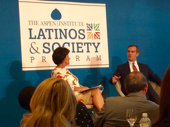Los Angeles Mayor Eric Garcetti spoke at the summit about how people shouldn't depend solely on elected officials to create change.