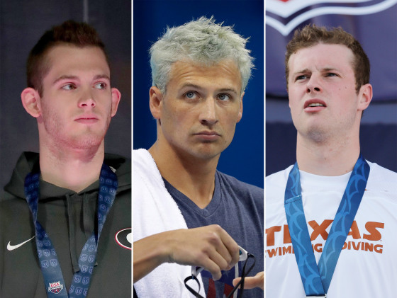 Team USA swimmers Gunnar Bentz, Ryan Lochte and Jack Conger.