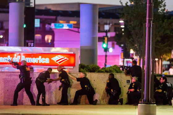 Image: Dallas Police respond after shots were fired at a Black Lives Matter rally in downtown Dallas