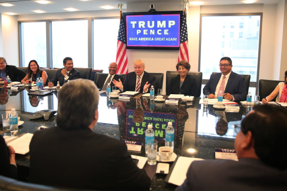 Image: Republican presidential nominee Donald Trump speaks during a meeting with his Hispanic Advisory Council at Trump Tower in the Manhattan borough of New York
