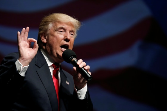 Image: Republican presidential nominee Donald Trump speaks during a campaign town hall meeting in Virginia Beach