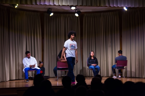 A scene from one of the stagings of "Blasian Narratives," a theater and online video project exploring the Asian and Black mixed race experience.
