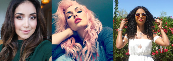 Composite of three Latina beauty vloggers.