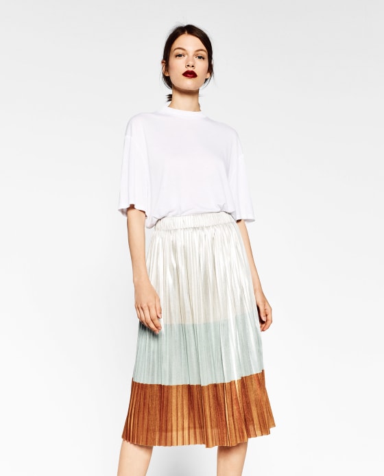 ZARA Gold Pleated Skirts | Mercari