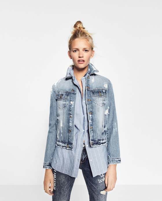 H&M+ Oversized Denim Jacket - Denim blue/trashed - Ladies | H&M US