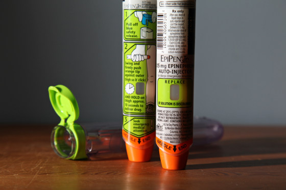 Image: Image: Two EpiPens used to treat severe allergic reactions with a dose of Epinephrine delivered in an autoinjector.