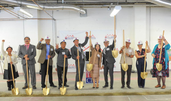Thai CDC staffers celebrate the groundbreaking ceremony of the Thai Town Marketplace scheduled to open in 2017. The ceremony took place on Thursday, Sept. 22, in East Hollywood.