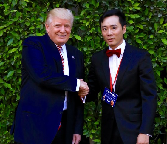Tian Wang, one of the founders of Chinese Americans for Donald Trump and a member of Trump's Asian Pacific American advisory committee, meeting the Republican presidential nominee.