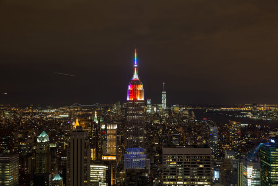 U.S.-NEW YORK-EMPIRE STATE-PRIDE WEEK-RAINBOW LIGHT