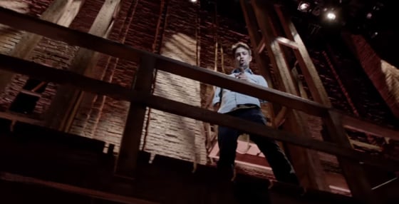 \"Show Up And Vote #Ham4Vote\" with the 'Hamilton' cast.