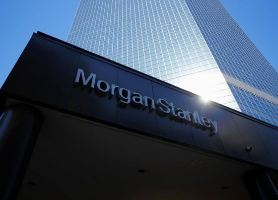The corporate logo of financial firm Morgan Stanley is pictured on a building in San Diego