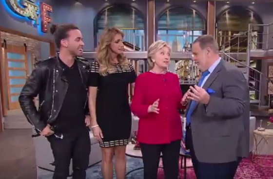 Left to right: Prince Royce, La Flaca, Hillary Clinton and El Gordo.