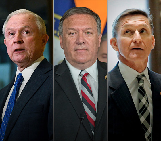Image: From left, Jeff Sessions, Mike Pompeo and Mike Flynn