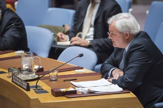 United Nations Emergency Relief Coordinator Stephen O'Brien at the Security Council