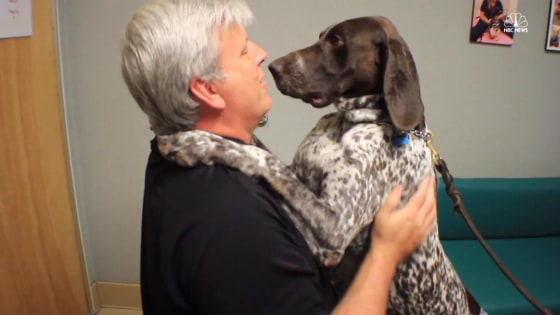 Image: Broward County Sheriff's Detective Andy Weiman with Primus, a K-9 dog who overdosed on Fentanyl