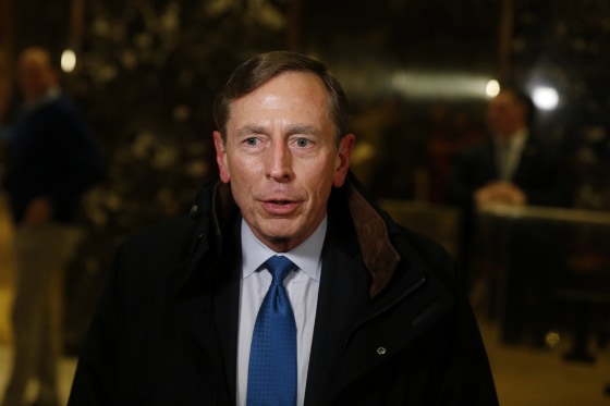 Image: Former CIA director David Petraeus speaks to the media after a meeting with U.S. President elect Donald Trump at Trump Tower New York