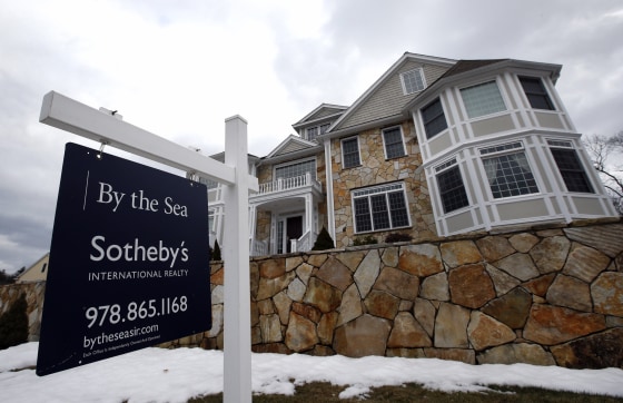 Contracts to buy homes rose in March for the first time in nine months.