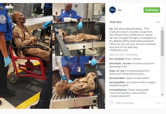 This movie prop corpse made its merry way through the x-ray machine.