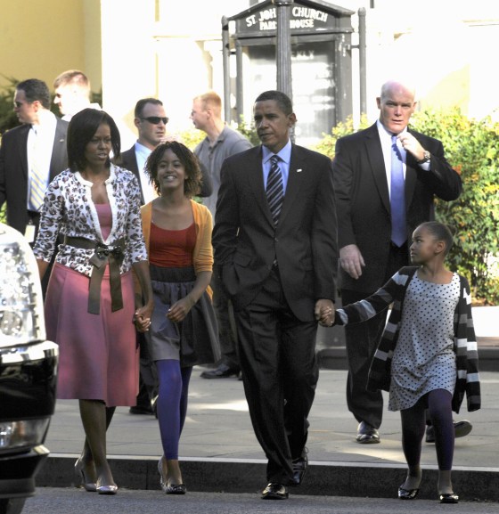 IMAGES: The Obamas outside church