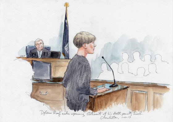 Image: Dylann Roof delivers his own opening statement