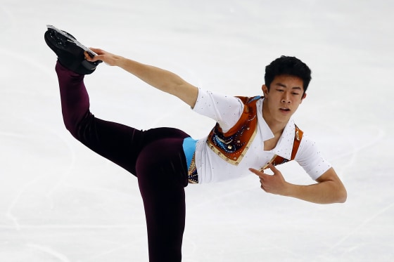 Nathan Chen of US competes in the Men Short Program during the ISU figure skating France's Trophy at Bercy arena, in Paris, France, Friday, Nov. 11, 2016.