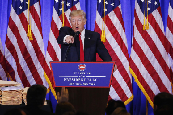 Image: President-elect Donald Trump argues with CNN's Jim Acosta during a news conference in the lobby of Trump Tower in New York City on Jan. 11.