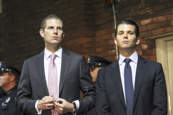 Image: Eric Trump, left, and Donald Trump Jr., right, sons of Republican presidential candidate Donald Trump on Nov. 11, 2015.