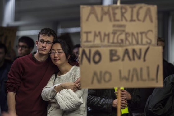 Image: Protest against President Trump's immigration ban at San Francisco International Airport