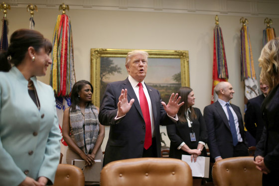 Image: U.S. President Donald Trump holds breakfast meeting with small business leaders at the Roosevelt room of the White House in Washington, DC, Jan. 30, 2017.