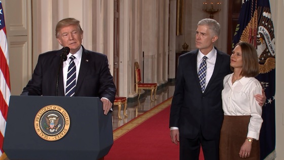 Image: President Donald Trump nominates Judge Neil Gorsuch as his Supreme Court nominee in Washington D.C. on Jan. 31.